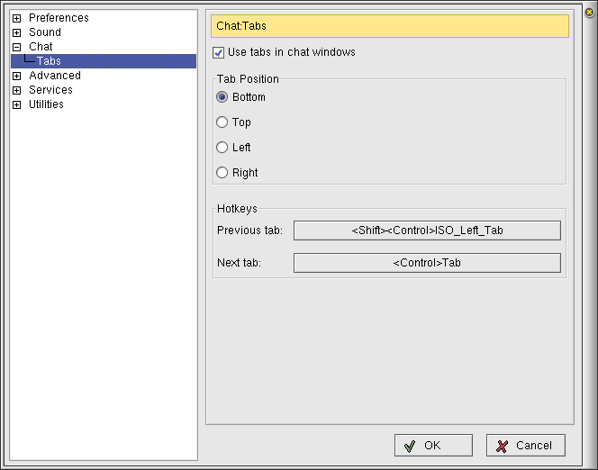 Enabling tabbed chat